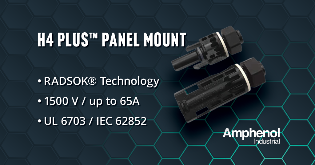 AmphePV H4 Plus™ Panel Mounted Connector Solar Panel Mount