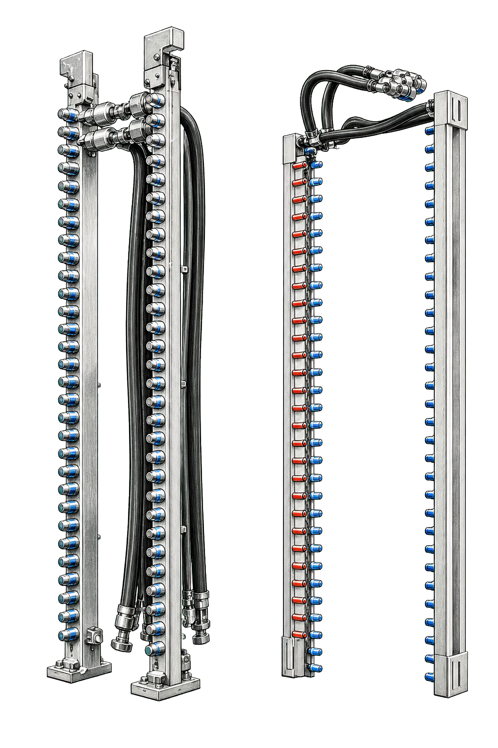 Rack-level blind-mate liquid cooling manifold interfaces with multiple quick disconnect connections