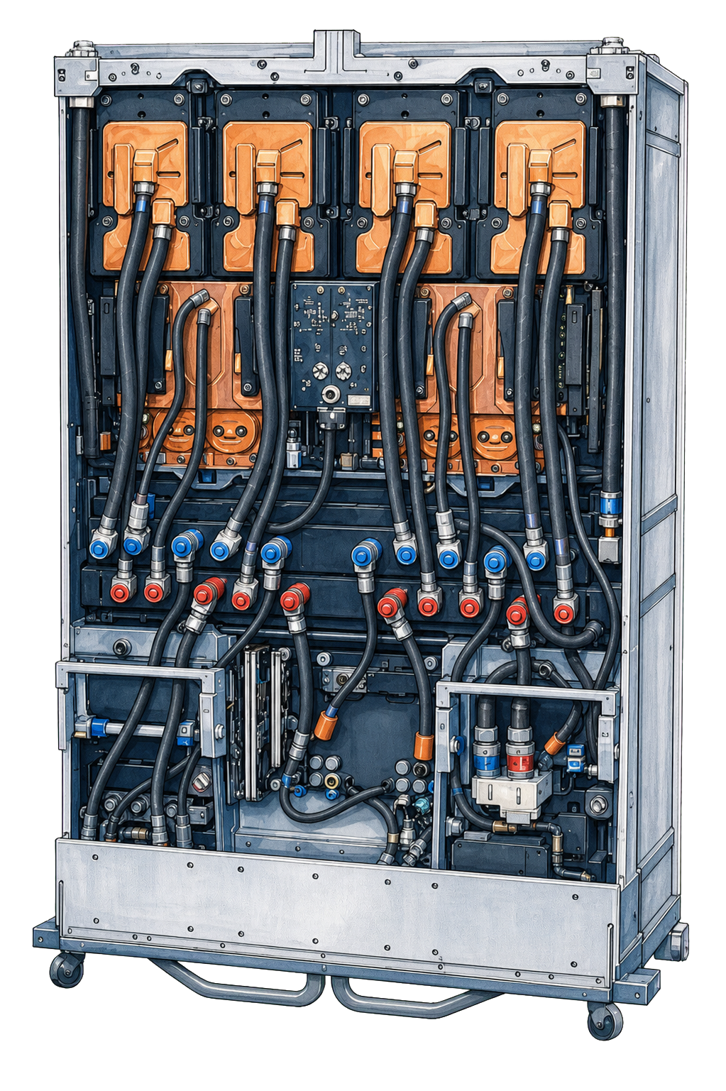 Tray-level cold-plate liquid cooling connections using quick disconnects and coolant hoses